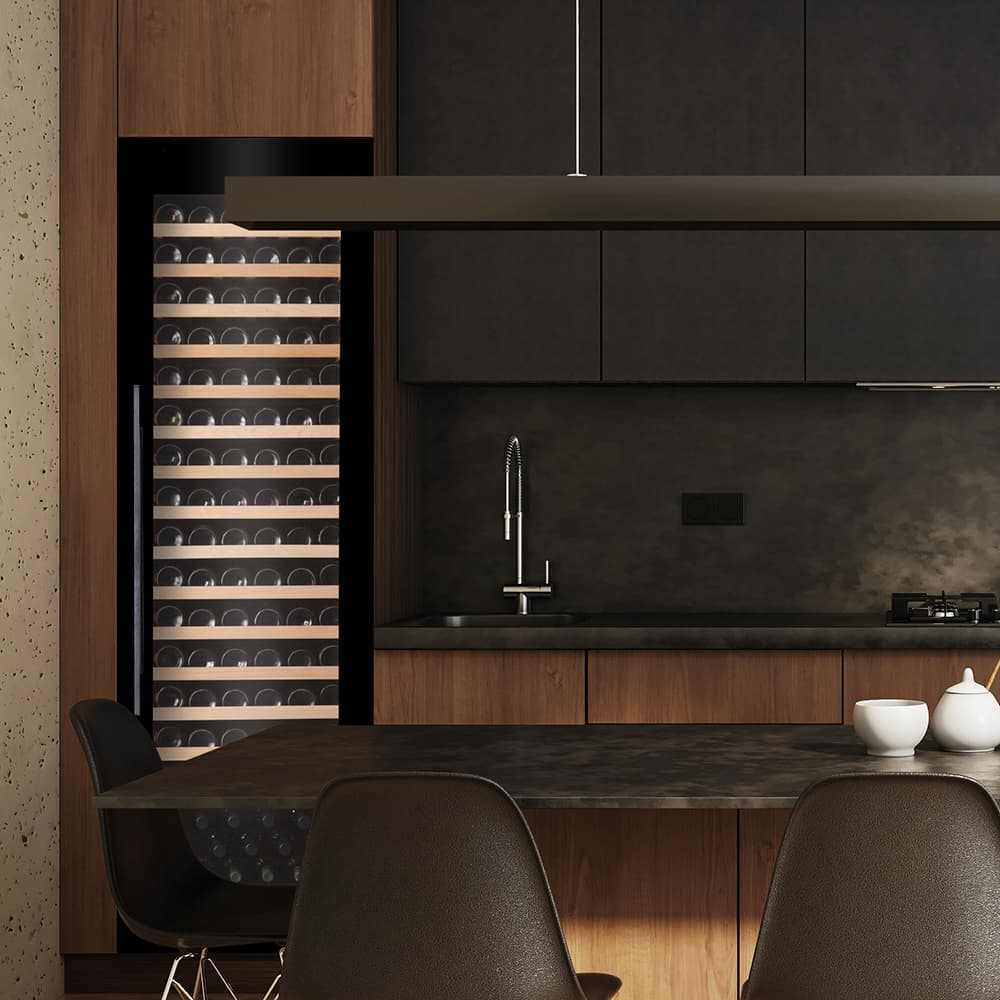 Majestic 107 bottles - Single zone - Black glass front - Integrated