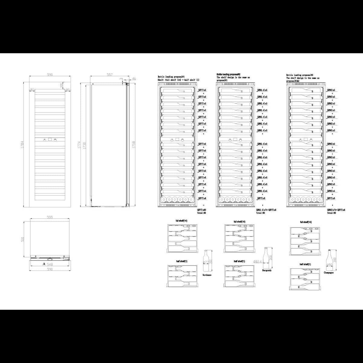 Imperial 95 bottles - push open - 2 zones - Black - Integrated