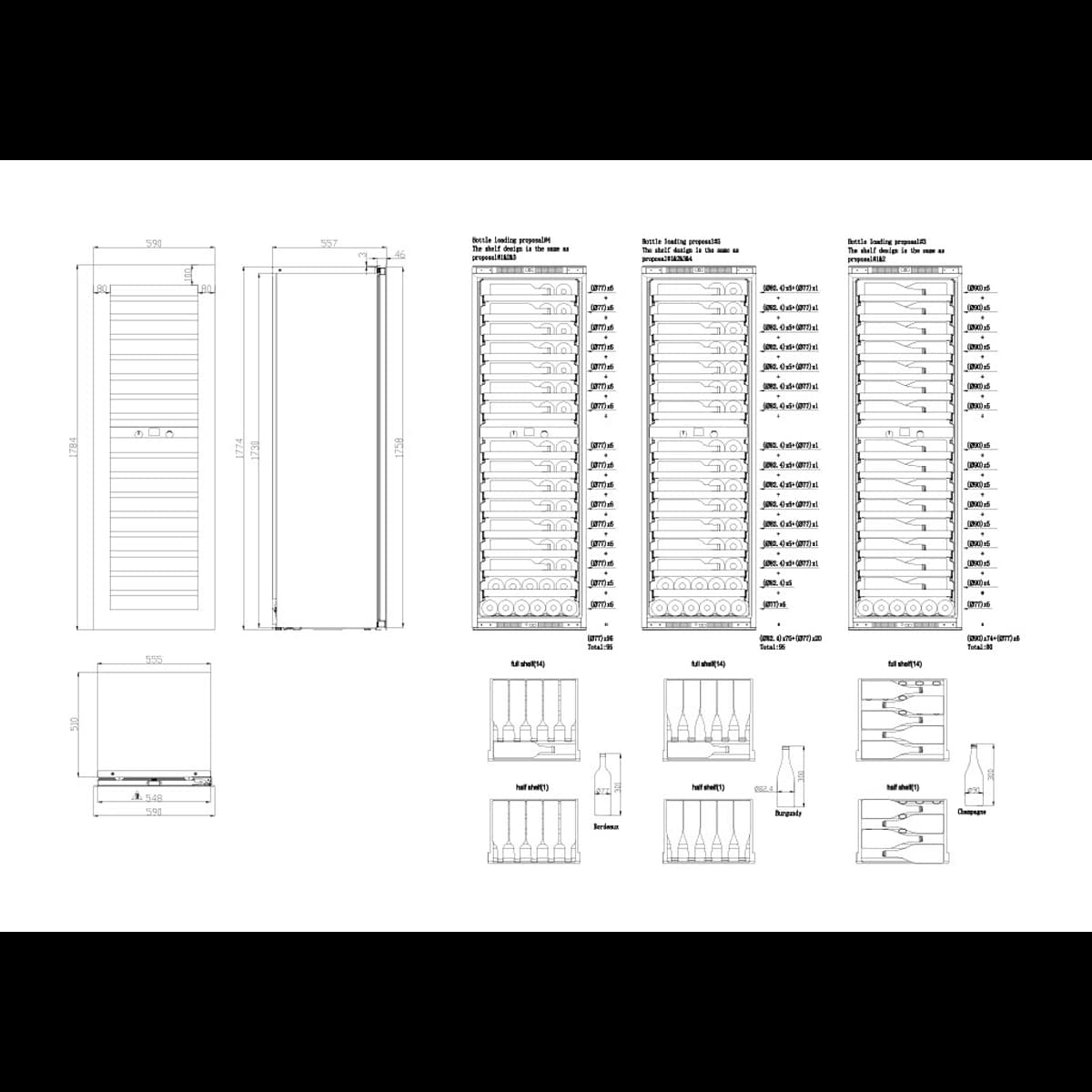 Imperial 95 bottles - push open - 2 zones - Black - Integrated