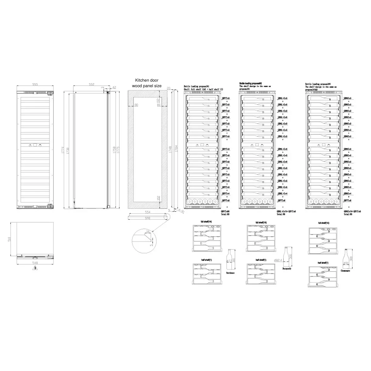 Imperial 95 bottles - push open - 2 zones - Kitchen door