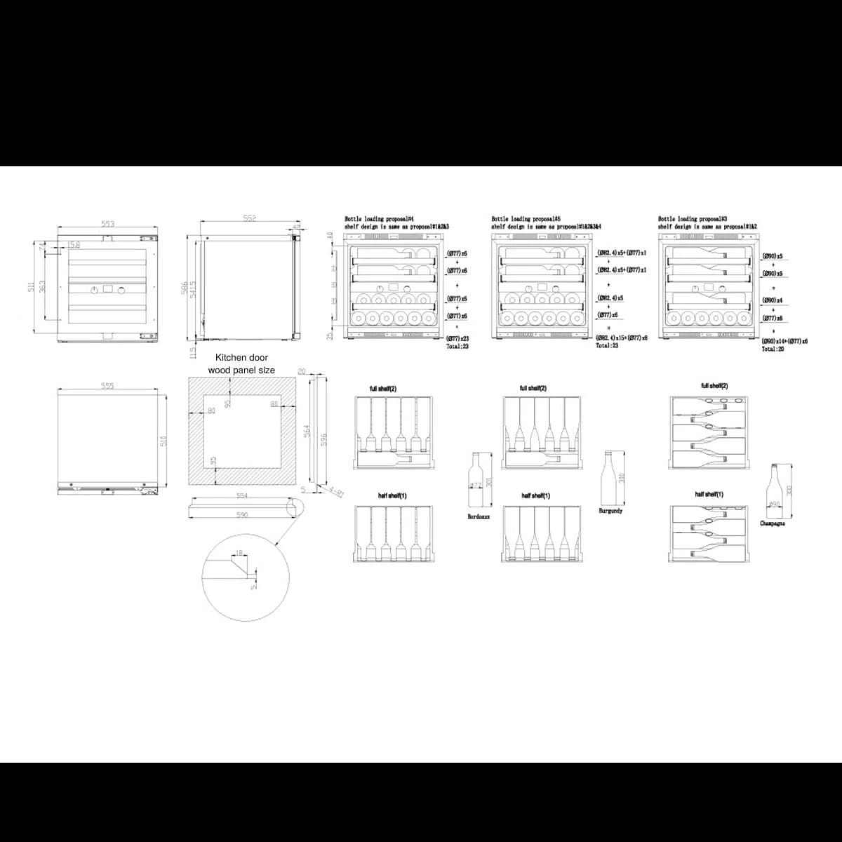 Imperial 23 bottles - push open - 2 zones - Kitchen door