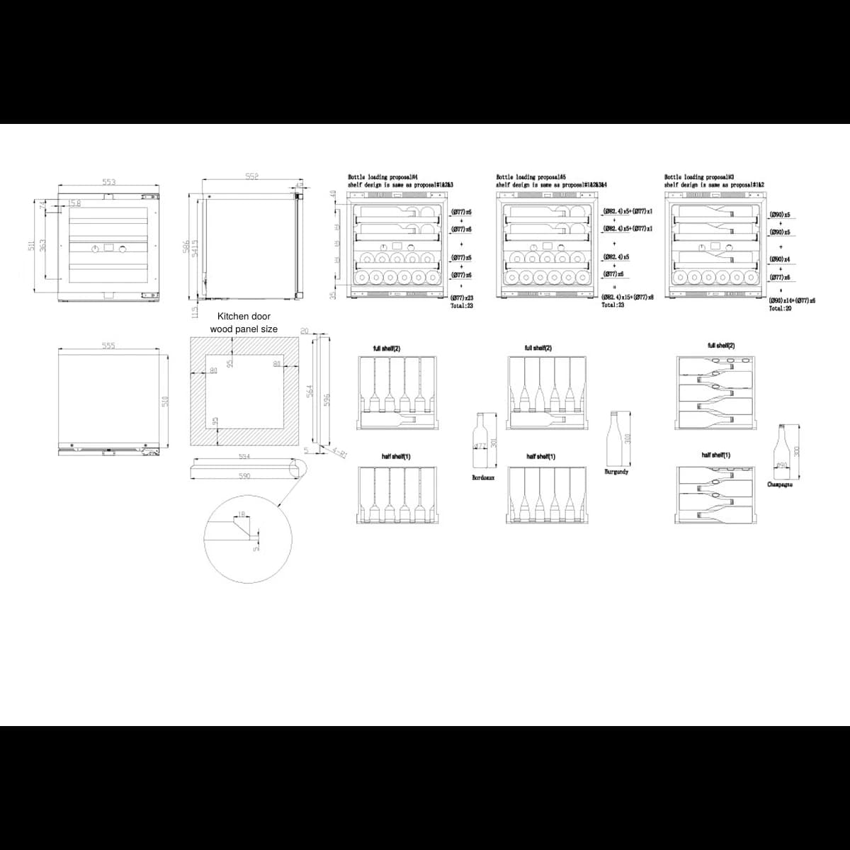 Imperial 23 bottles - push open - 2 zones - Kitchen door