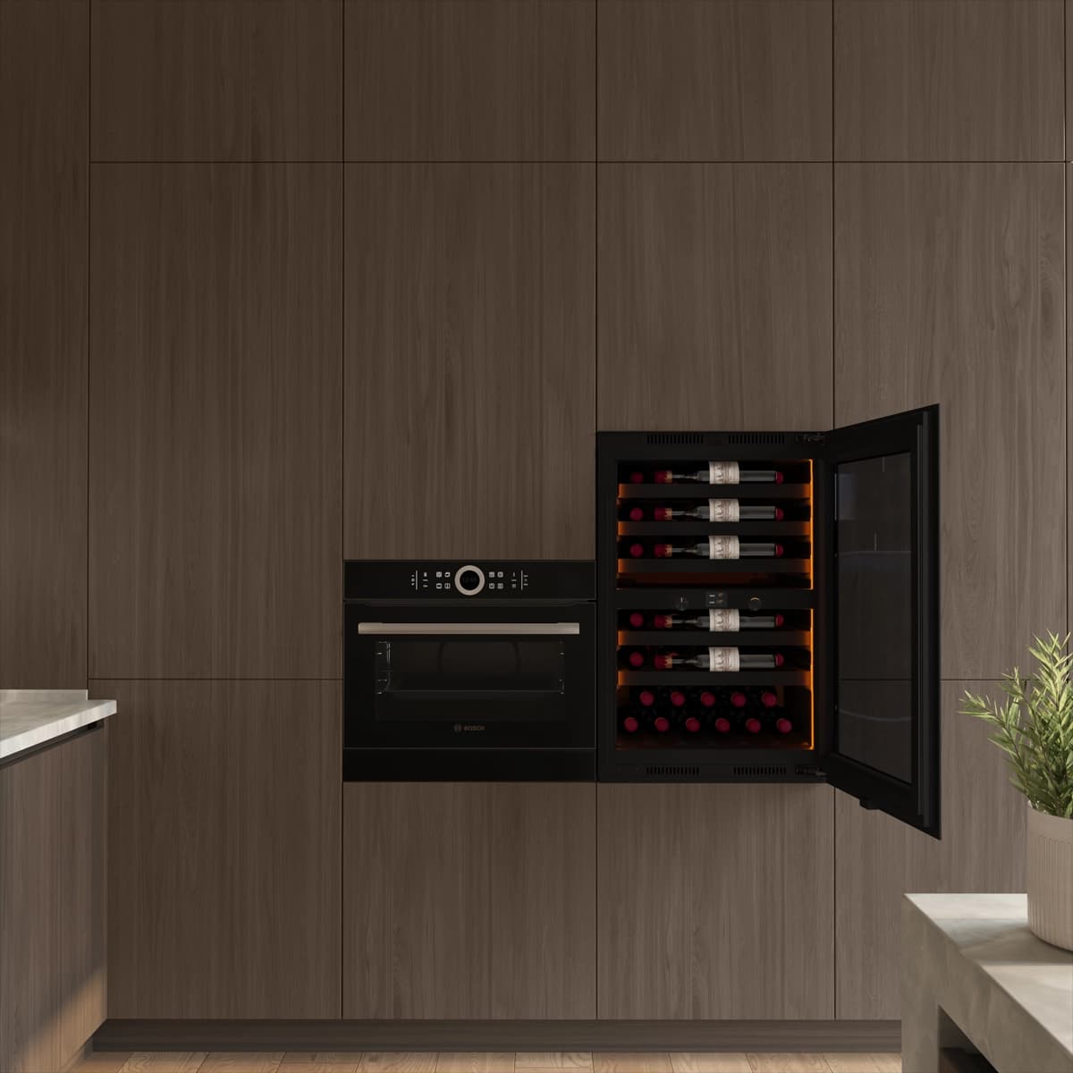 Imperial 40 bottles - push open - 2 zones - Black - Integrated