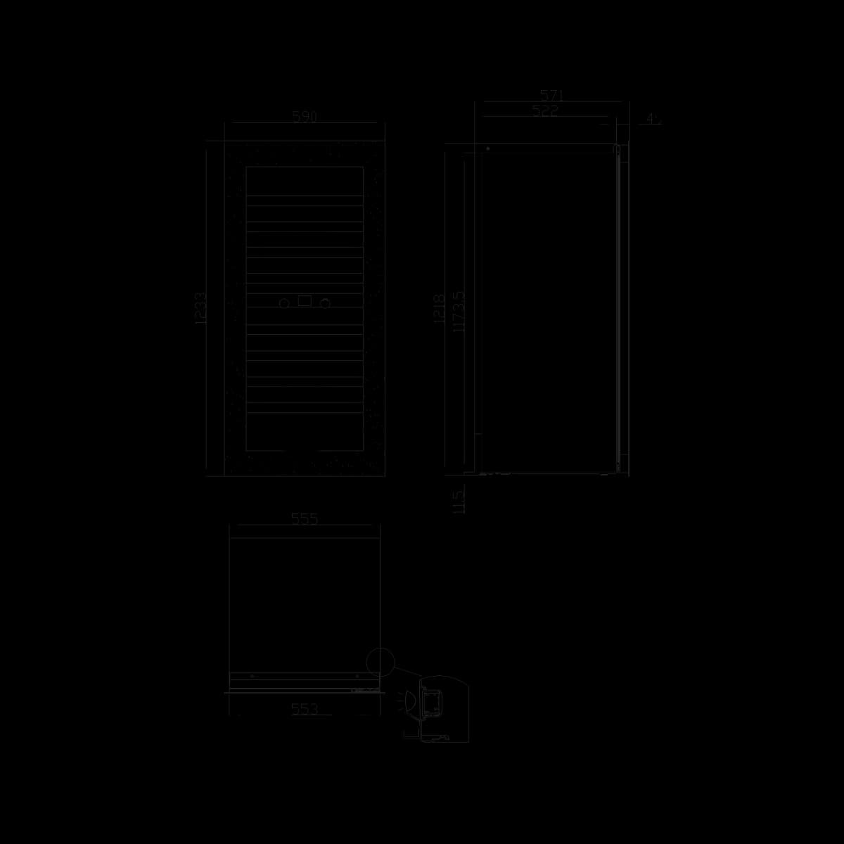 Imperial 62 bottles - push open - 2 zones - Black - Integrated