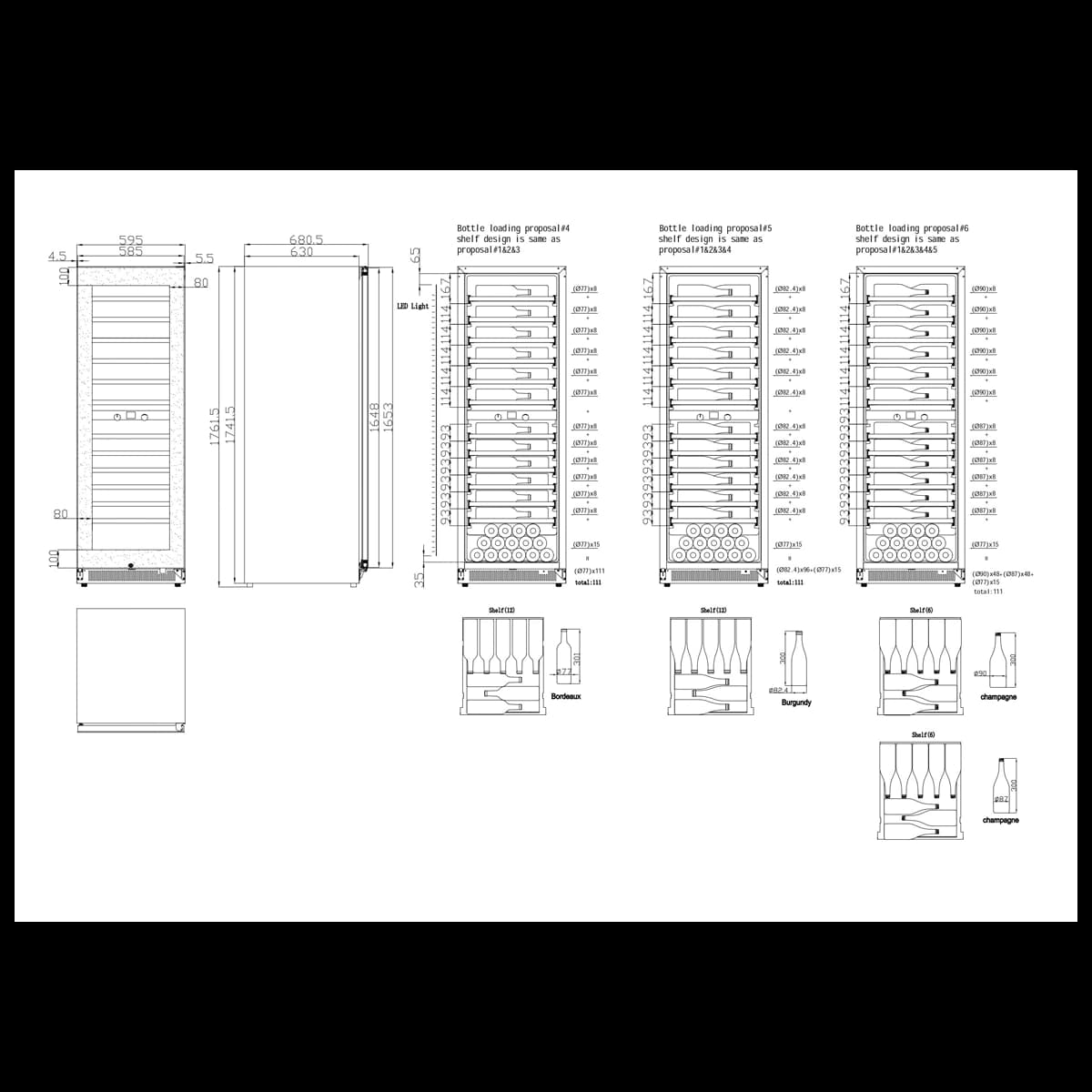 Majestic 111 bottles - 2 zones - Black glass front