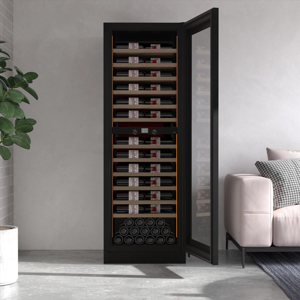 Majestic 111 bottles - 2 zones - Black glass front