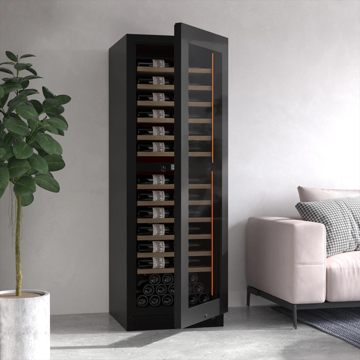 Majestic 111 bottles - 2 zones - Black glass front