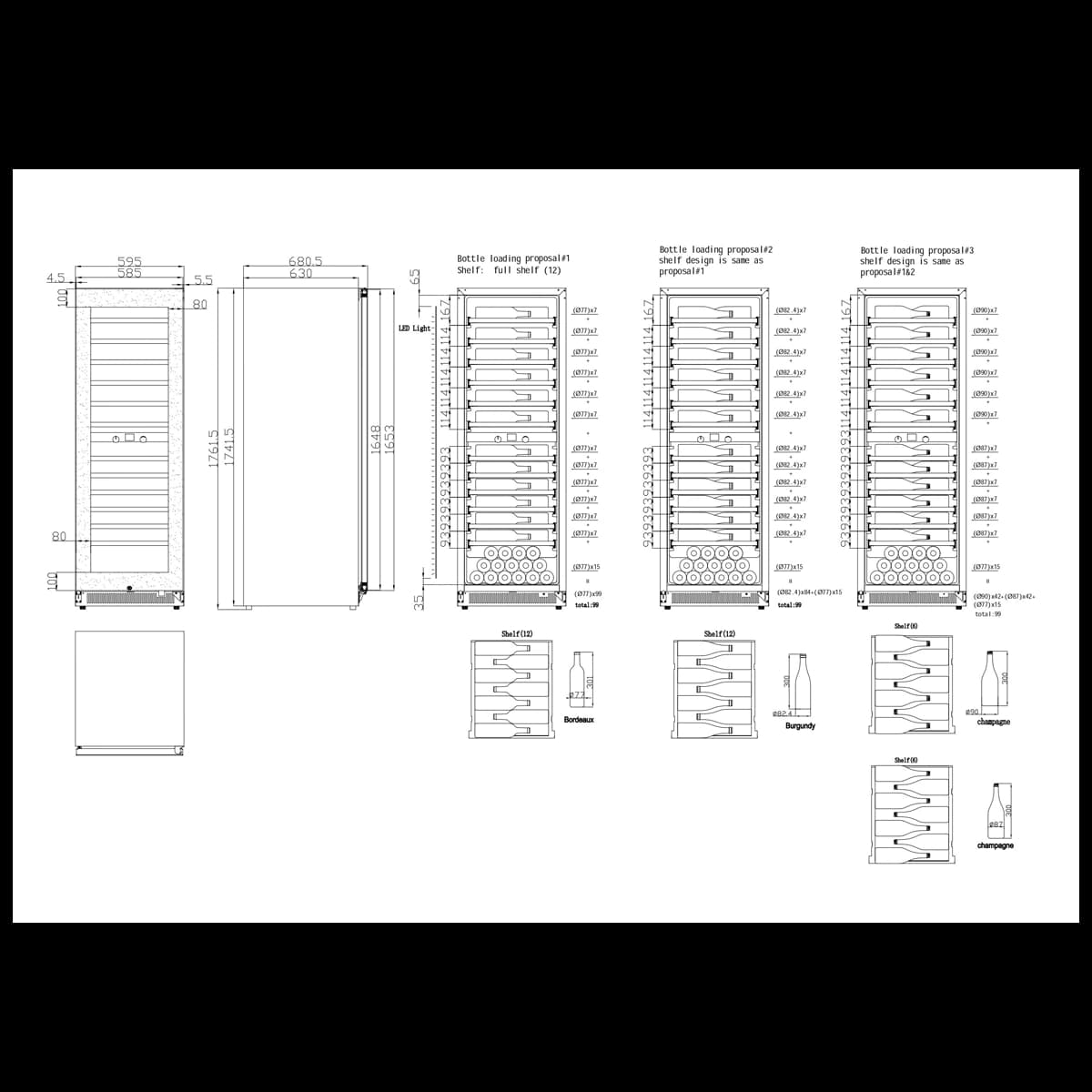 Majestic 111 bottles - 2 zones - Black glass front