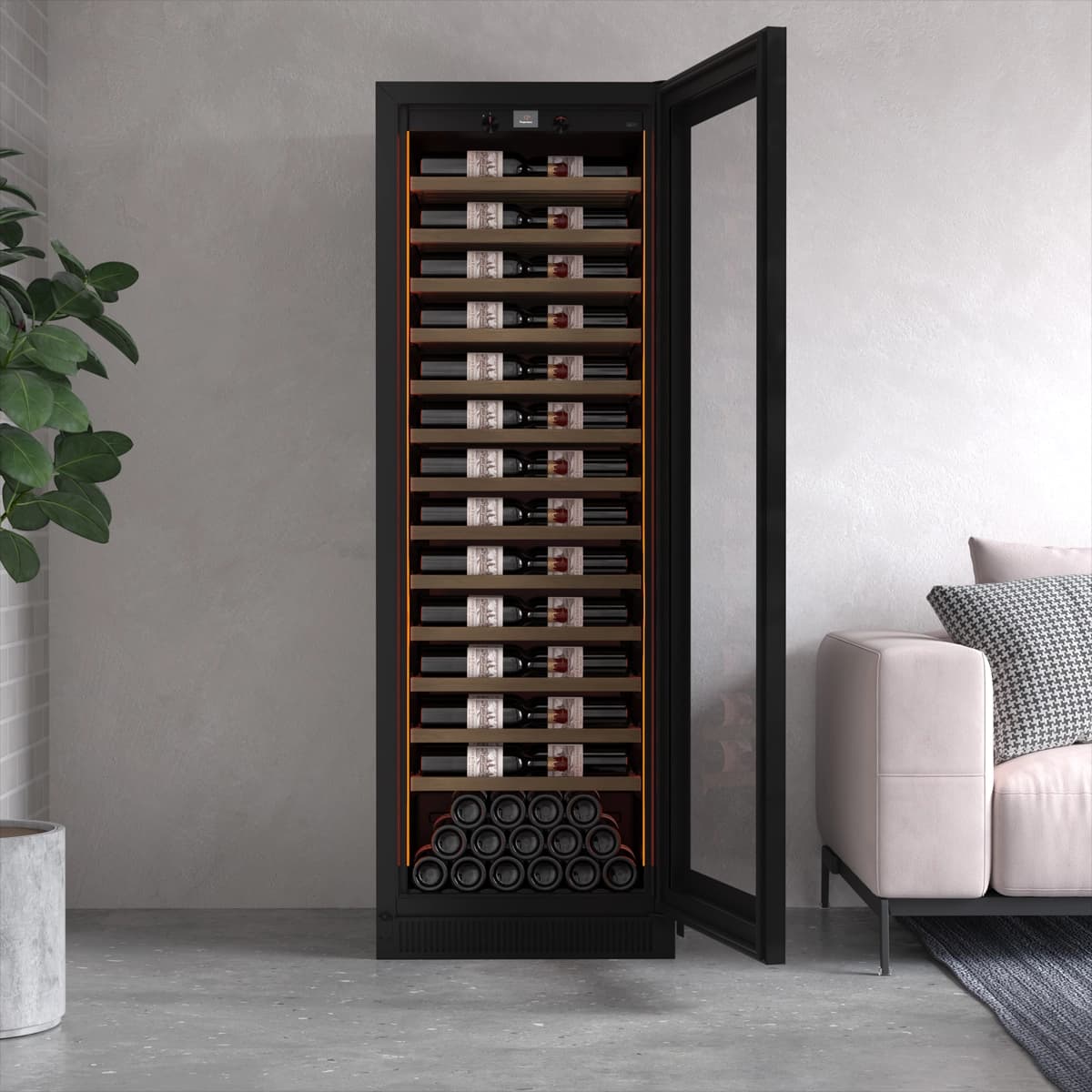 Majestic 119 bottles - 1 zone - Black glass front