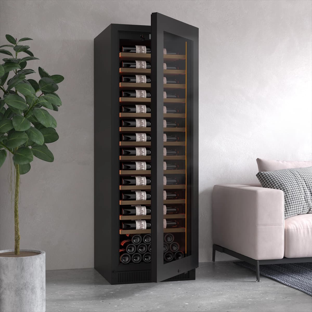 Majestic 119 bottles - 1 zone - Black glass front