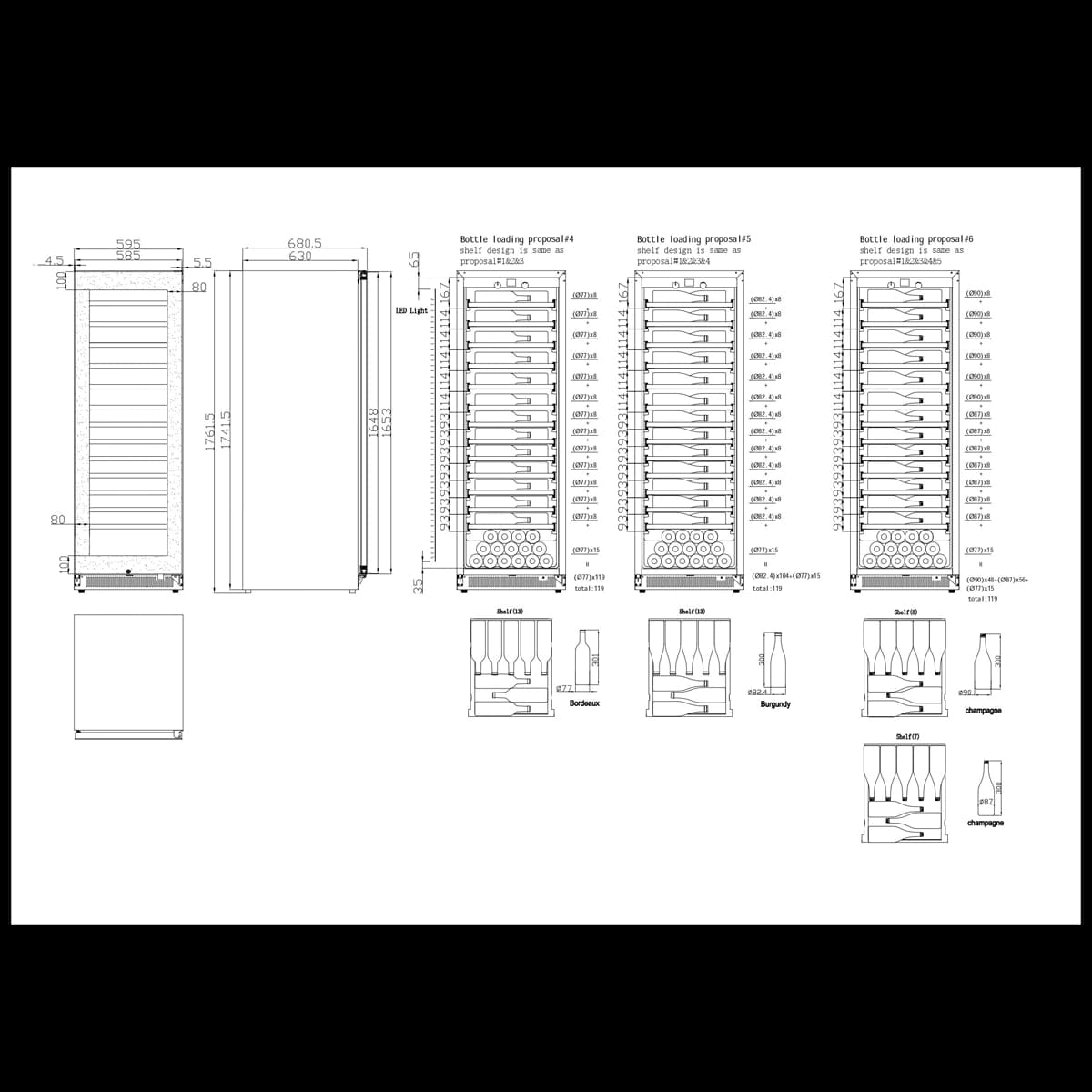 Majestic 119 bottles - 1 zone - Black glass front