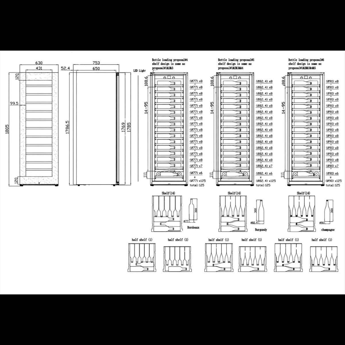 Majestic 125 bottles - 1 zone - Black glass front