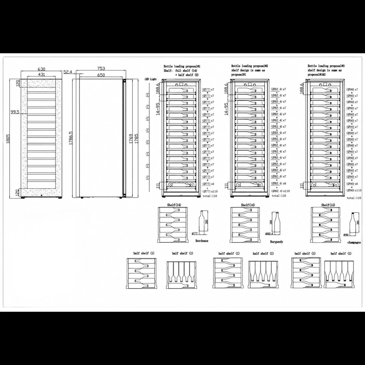 Majestic 125 bottles - 1 zone - Black glass front