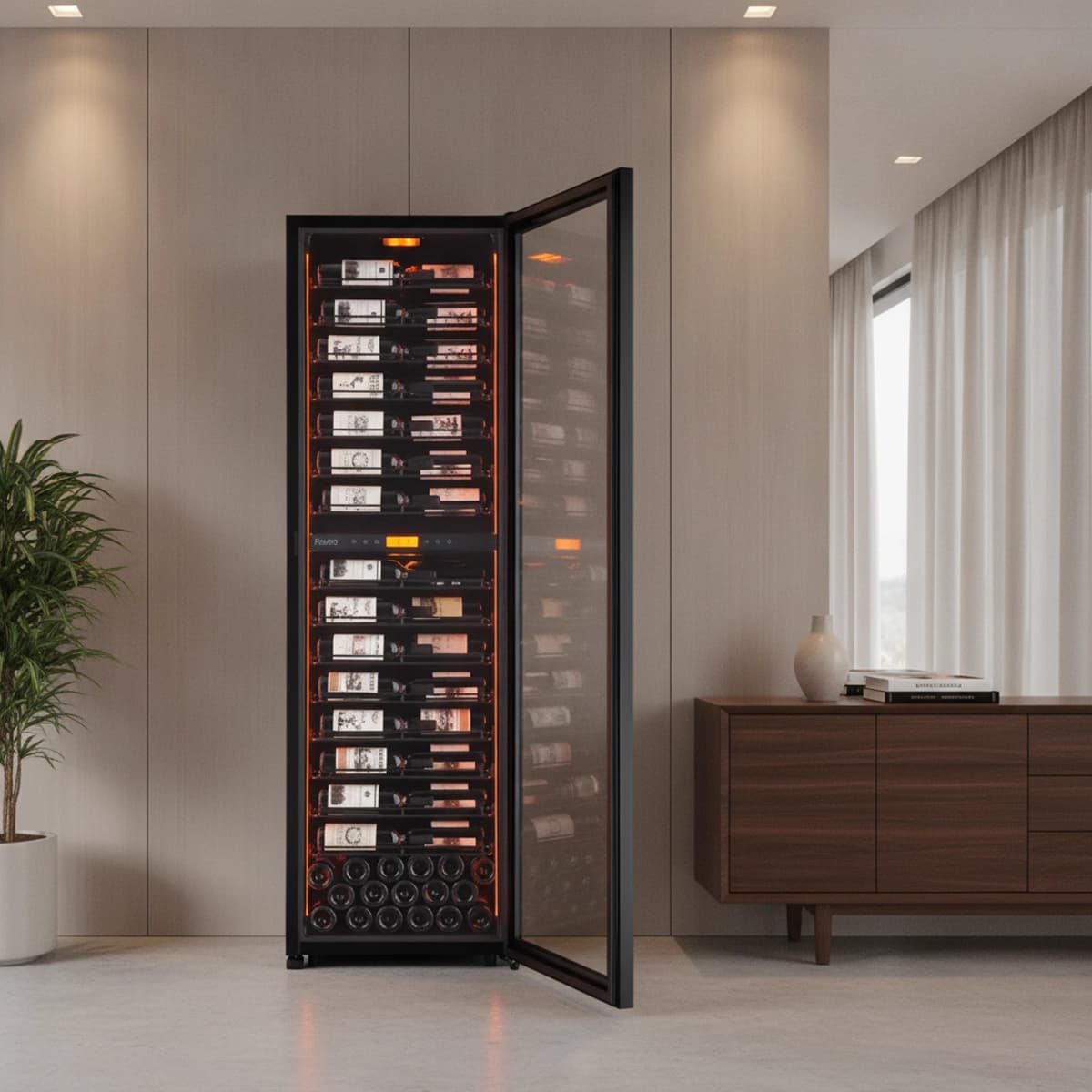 MS Noble 152 bottles - Metal shelves - 2 zone - black
