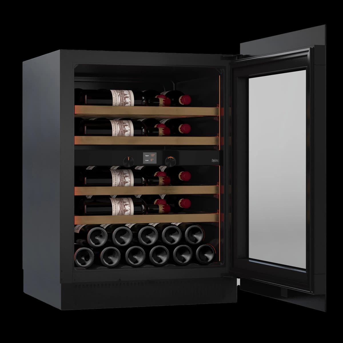 Majestic 39 bottles - 2 zones - Black glass front 80cm