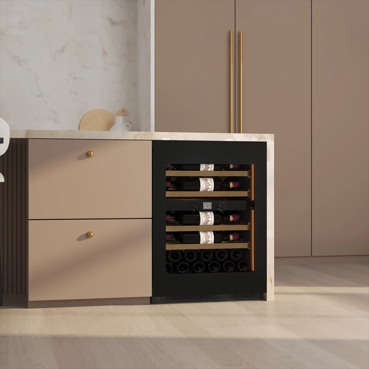 Majestic 39 bottles - 2 zones - Black glass front 80cm