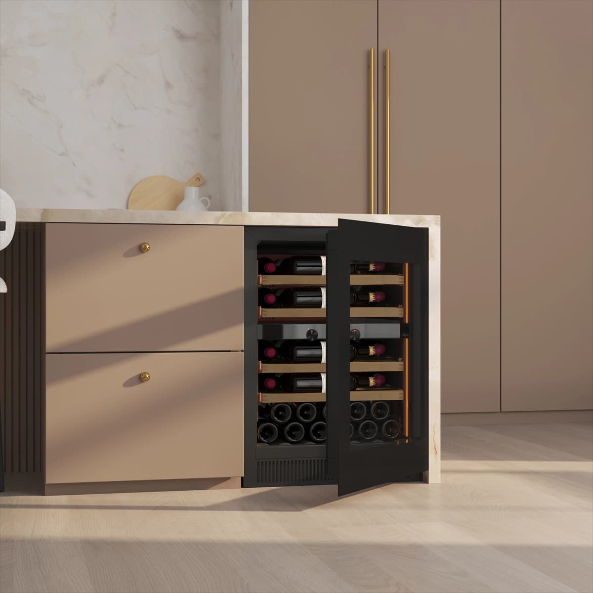 Majestic 39 bottles - 2 zones - Black glass front 80cm