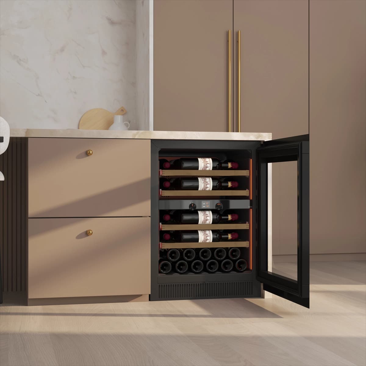 Majestic 39 bottles - 2 zones - Black glass front 80cm