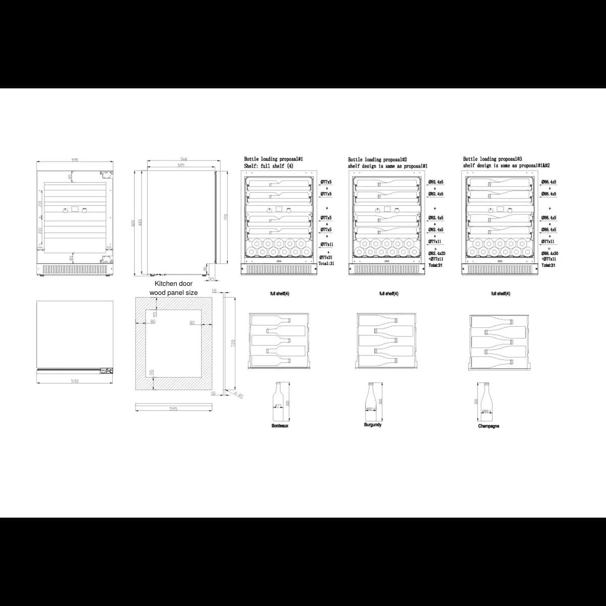 Majestic 35 bottles - 2 zones - Kitchen door