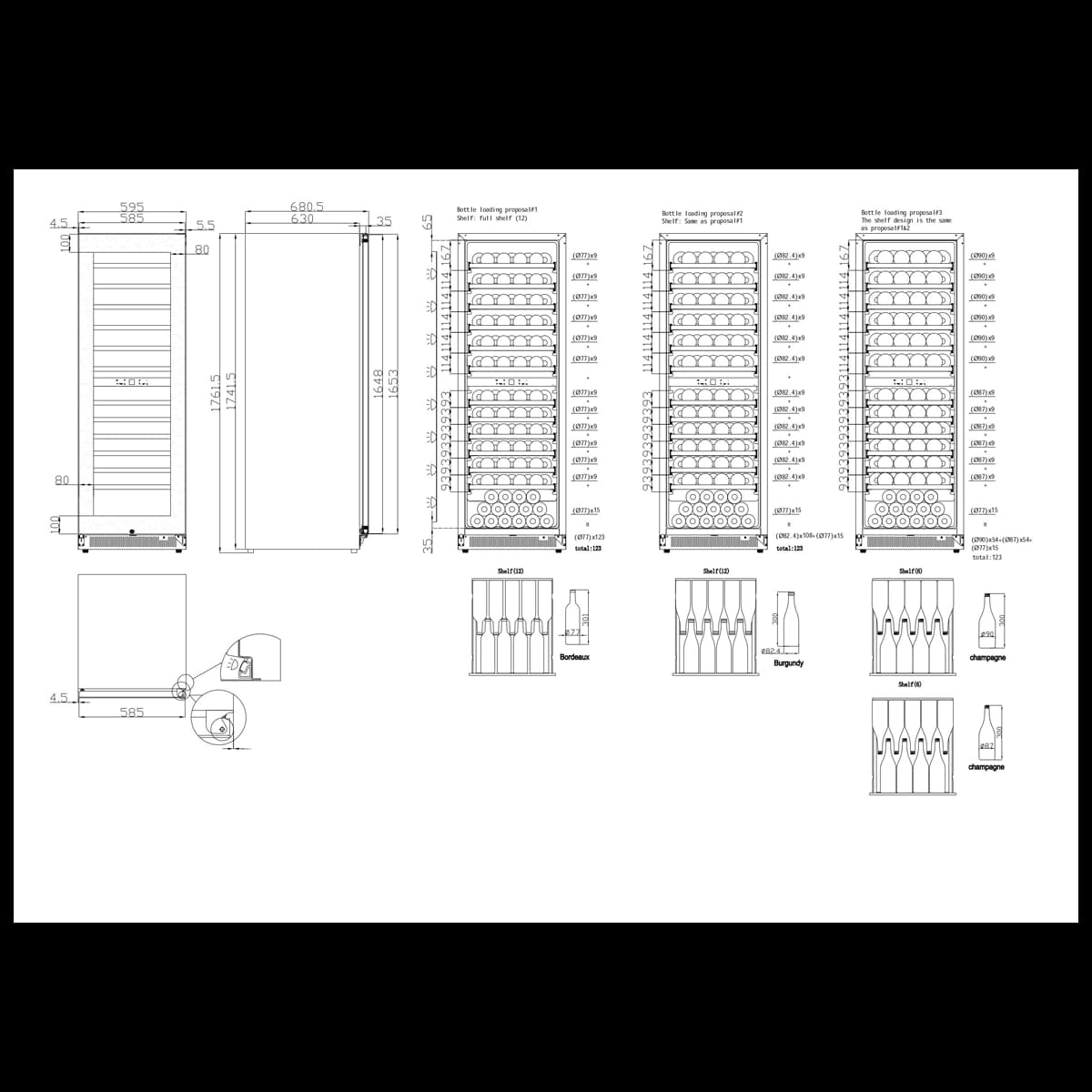 Noble 123 bottles - 2 zones - Black glass front