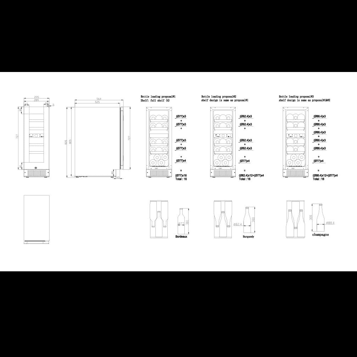 Noble 16 bottles - 2 zones - Black glass front