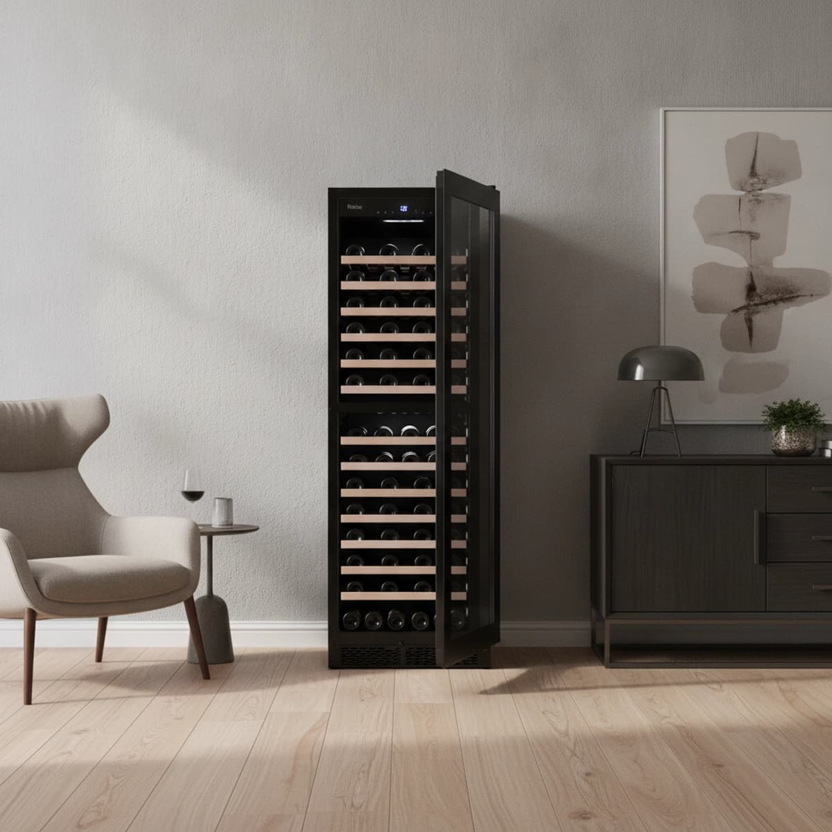 Majestic 96 bottles - 2 zones - Black glass front