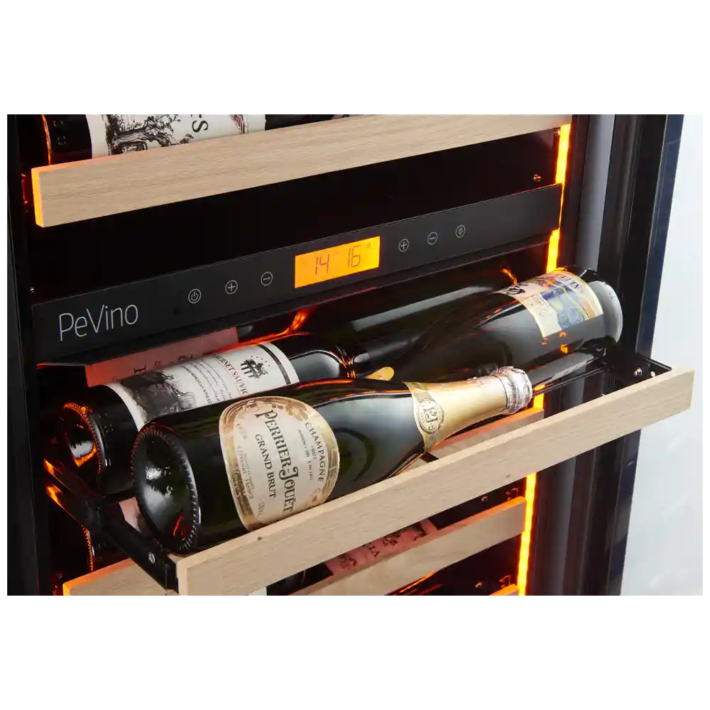 MS Noble 152 bottles - Metal shelves with wood front - 2 zone - black