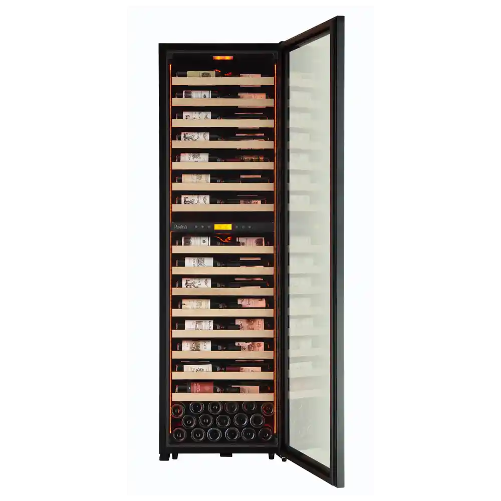 MS Noble 152 bottles - Metal shelves with wood front - 2 zone - black