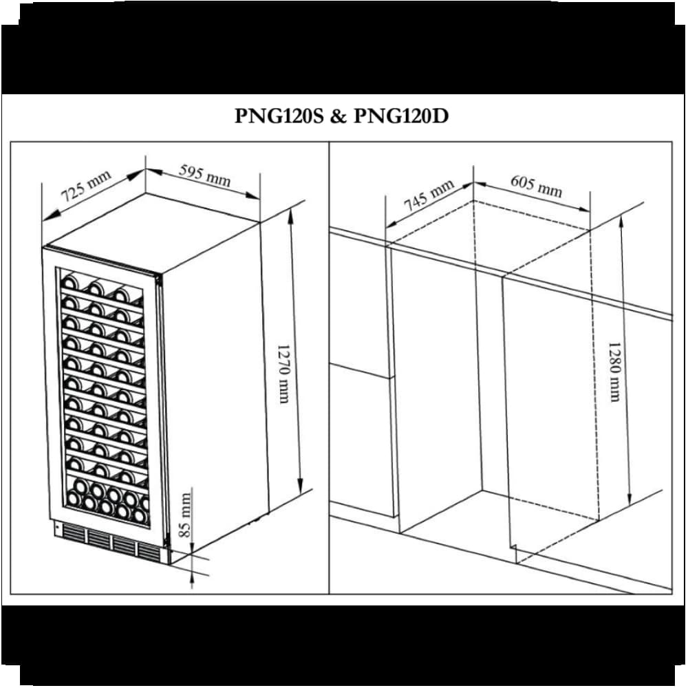 Majestic 104 bottles - 2 zones - Black glass front