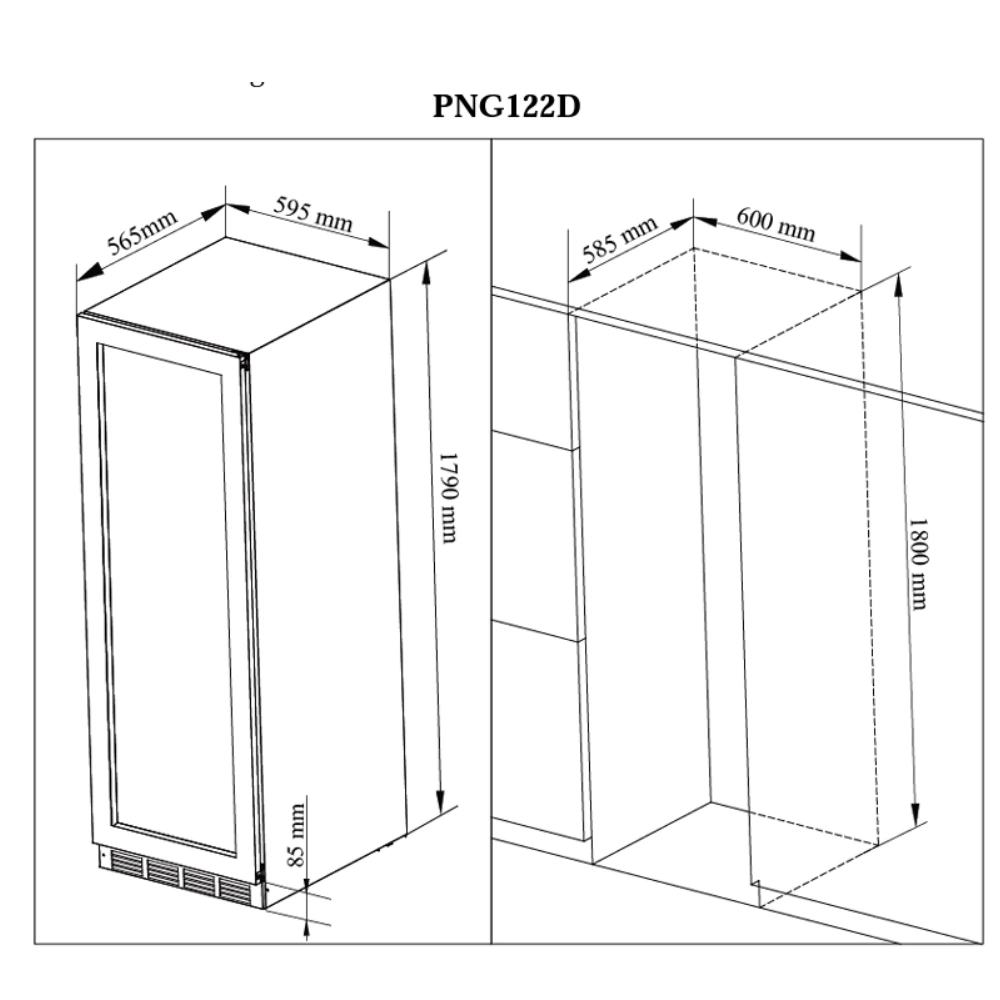 Majestic 96 bottles - 2 zones - Black glass front