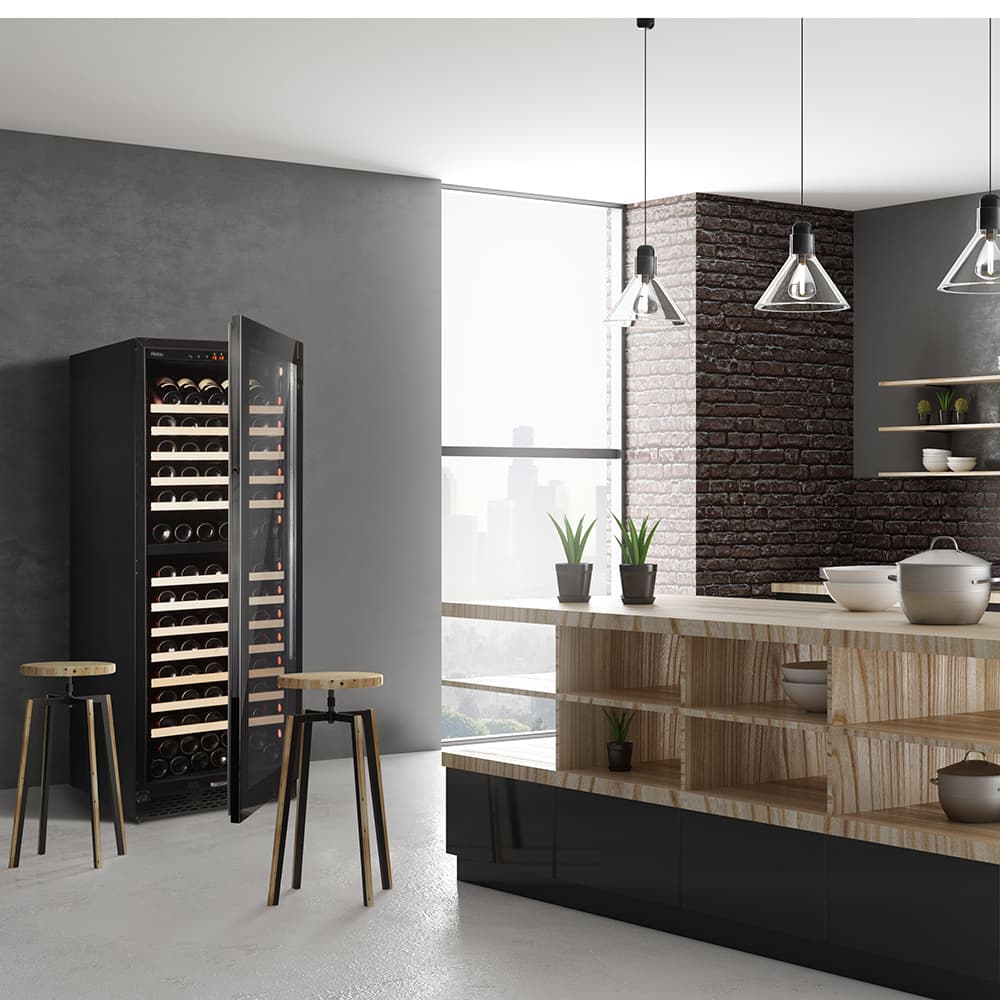 Majestic 150 bottles - 2 zones - Black glass front