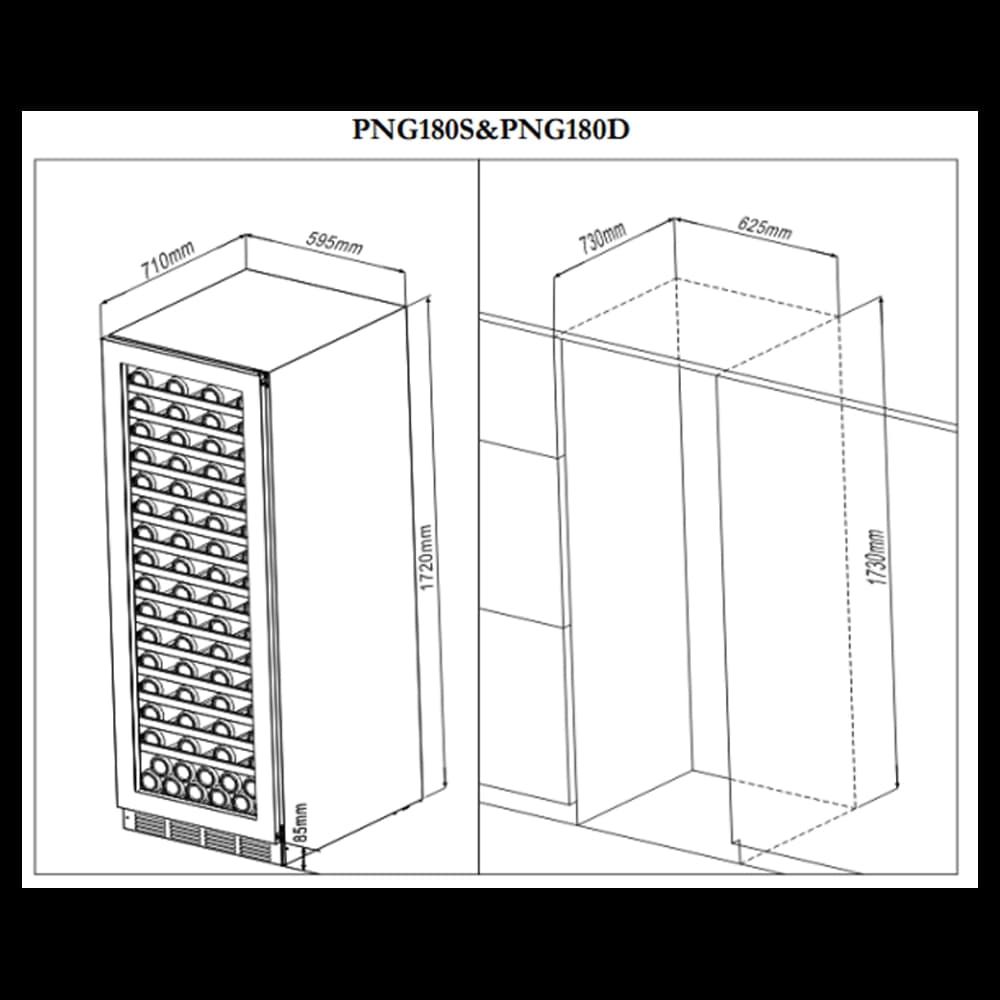 Majestic 159 bottles - 1 zone - Black glass front