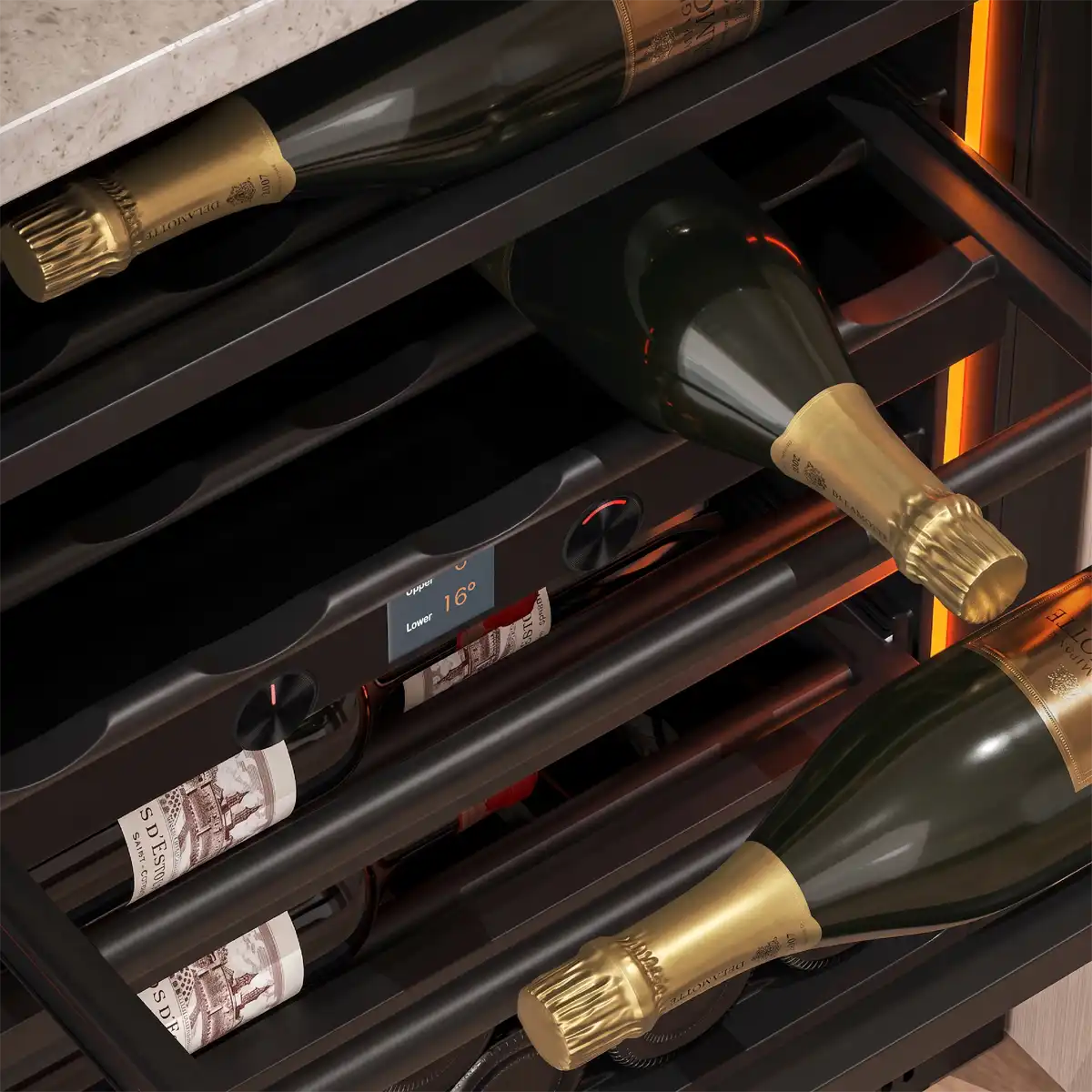 Pevino Imperial 35 bottles - Dual zone - Push open - Black glass front